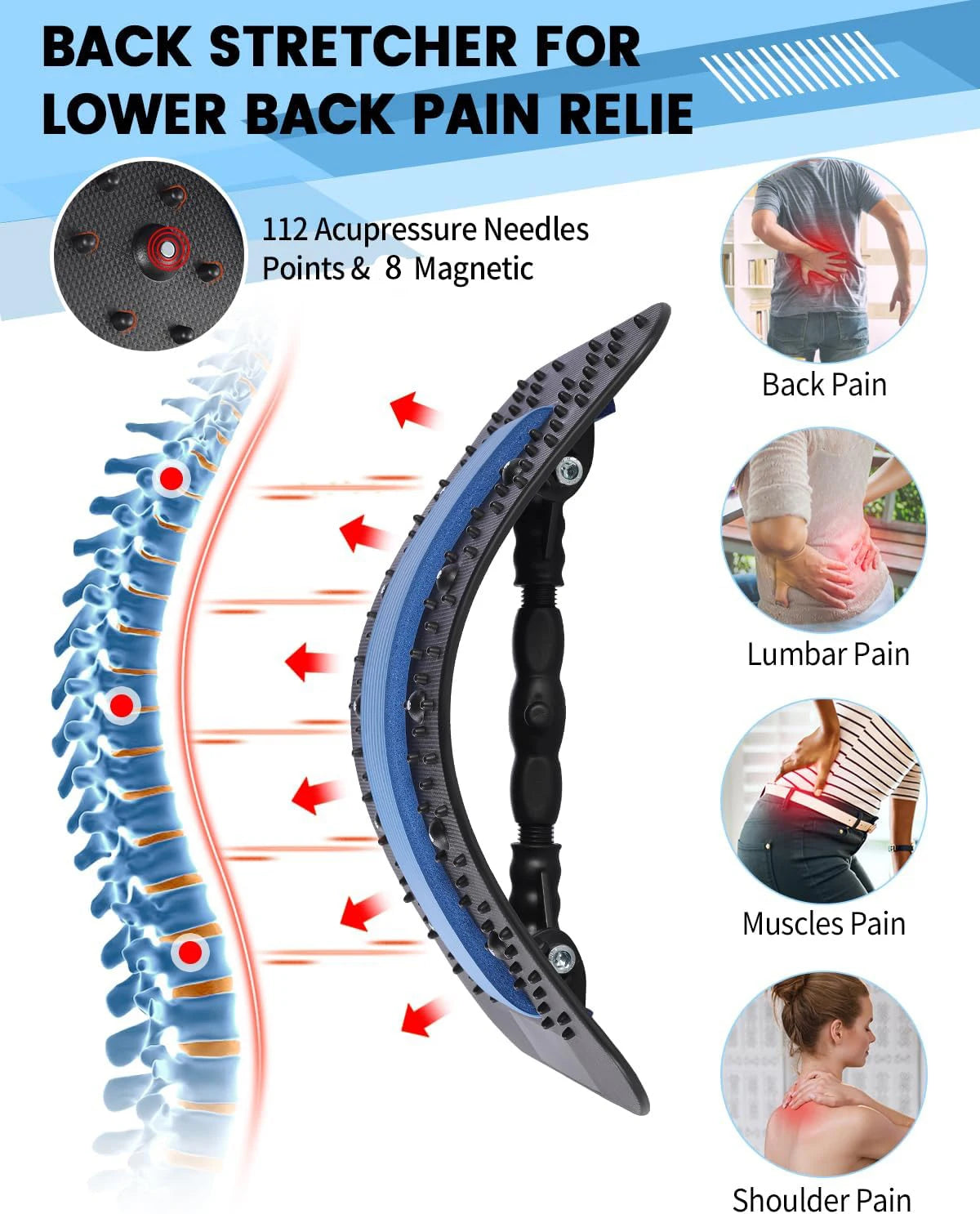 Back Stretcher for Back Pain Relief – Multi-Level Back Cracker Board